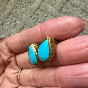 Gold turquoise stud earrings